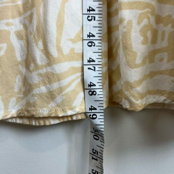 Patrons Of Peace Dress Size M Maxi Ruffle Tier Tie Neck Off Shoulder Tan White - Picture 6 of 13